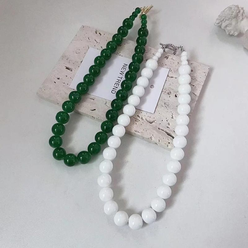 Y2k Colorful Round Bead Necklaces for Women OT Buckle Exaggerated Jewelry Gift Girls Vintage Punk Style Chokers Necklace