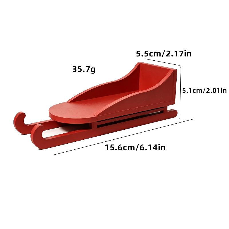 Mini Wooden Christmas Sleigh Ornament 1/12 Dollhouse Red Sleigh Model Decoration Dollhouse Christmas Landscape Accessories