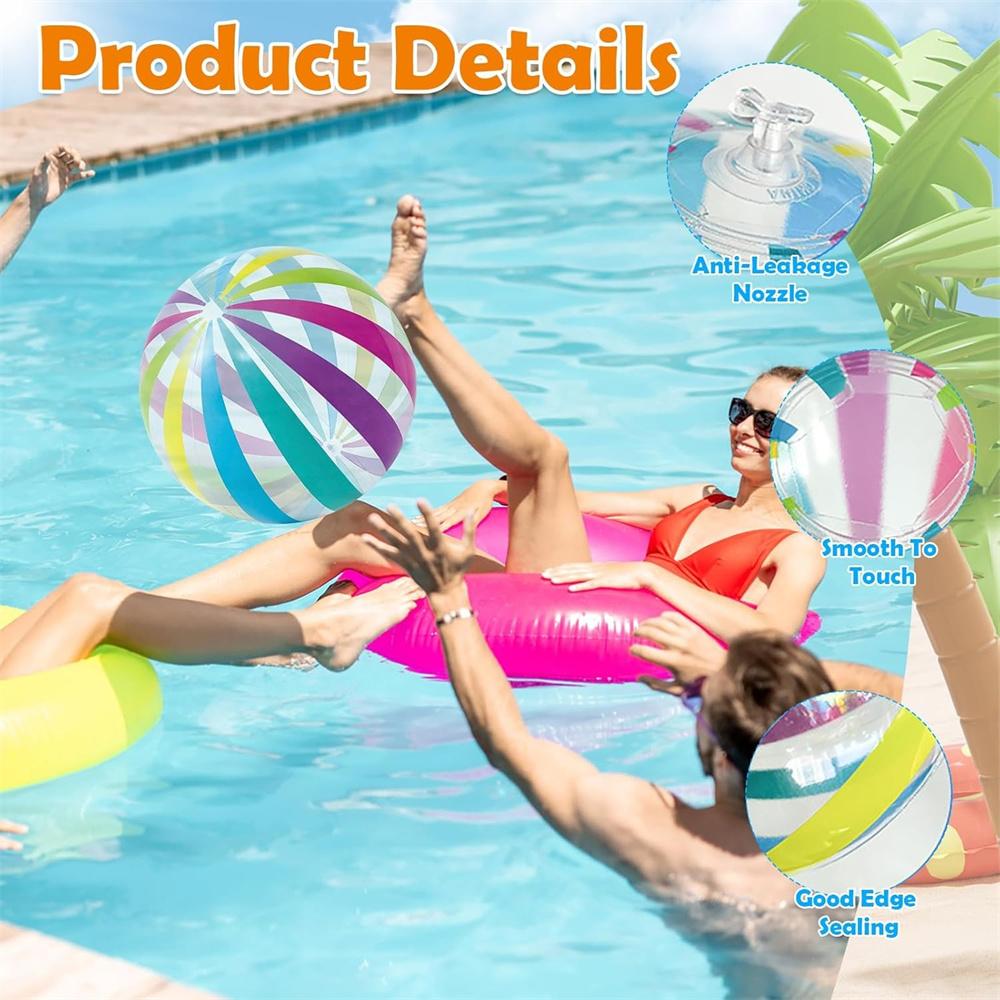 40CM Şişme Plaj Topu - Yüzme Su Oyunları ve Yaz Partileri İçin Dev Renkli Havuz Oyuncakları - Açık Hava Plaj Oyunları Parti Hediyesi
