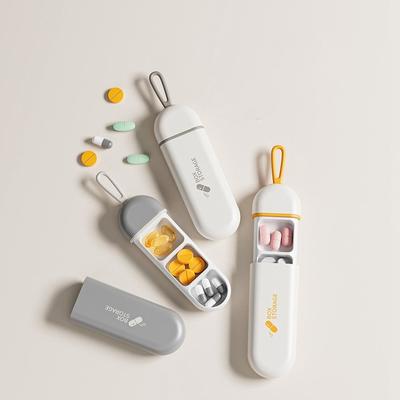 Portable White Daily Drug Organizer Gray Nordic Style Pill Dispenser Moisture Proof Small 3 Compartment Pill Box Afternoon