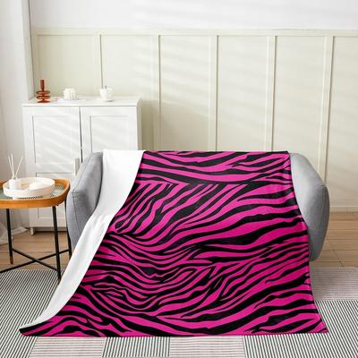 Pink Zebra Print Blanket Soft Fleece Throw Cozy Living Room Decor Animal Pattern Bed Cover Fashion Home Textile