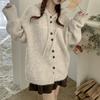 Autumn and Winter Cardigan Jacket Loose Solid Color Hooded Knit Sweater Top for Women