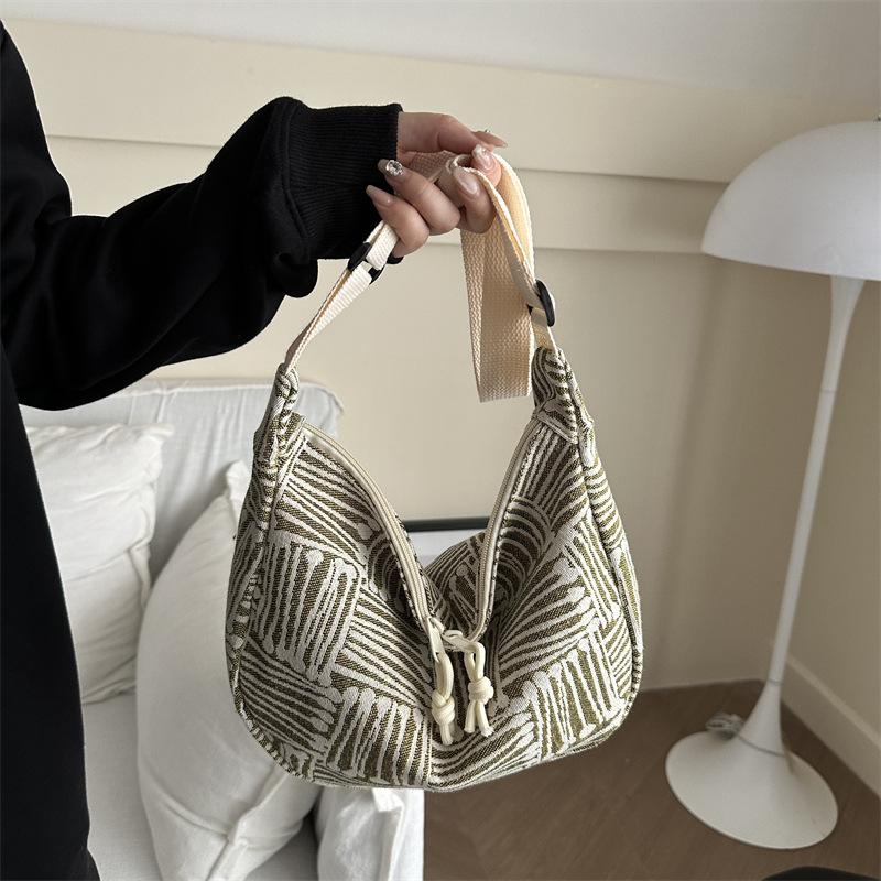 Large Capacity Striped Art Commuter Shoulder Bag for Women New Fashion Korean Simple and Fashionable One Shoulder Crossbody Bag