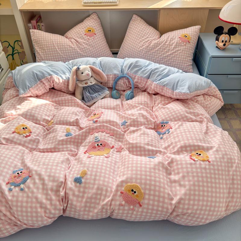 

2025 Комплект постельного белья из высокоплотного облачного хлопка шениль с вышивкой - 3 предмета, гипоаллергенный, для общежитий 1.2m Flat Sheet Set 3-Piece Duvet Cover 150*200cm