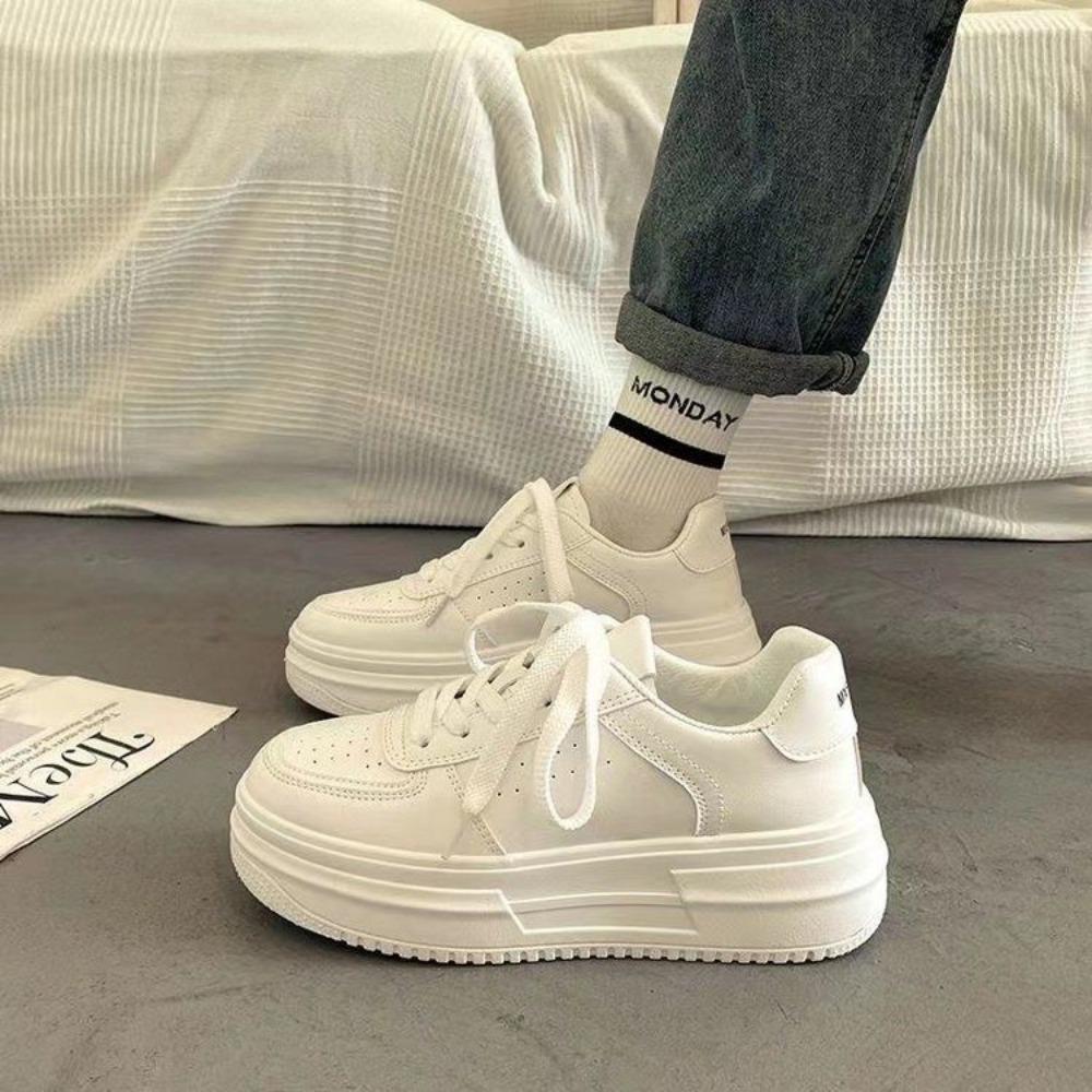 Thick Soled Sponge Cake Shoes Autumn Sports White Shoes