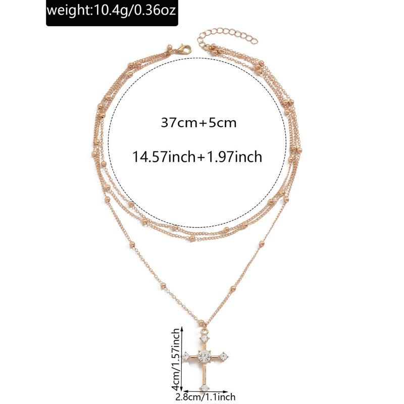 Diamond collarbone chain sweater chain alloy nklce women's multi-layered cross necklace
