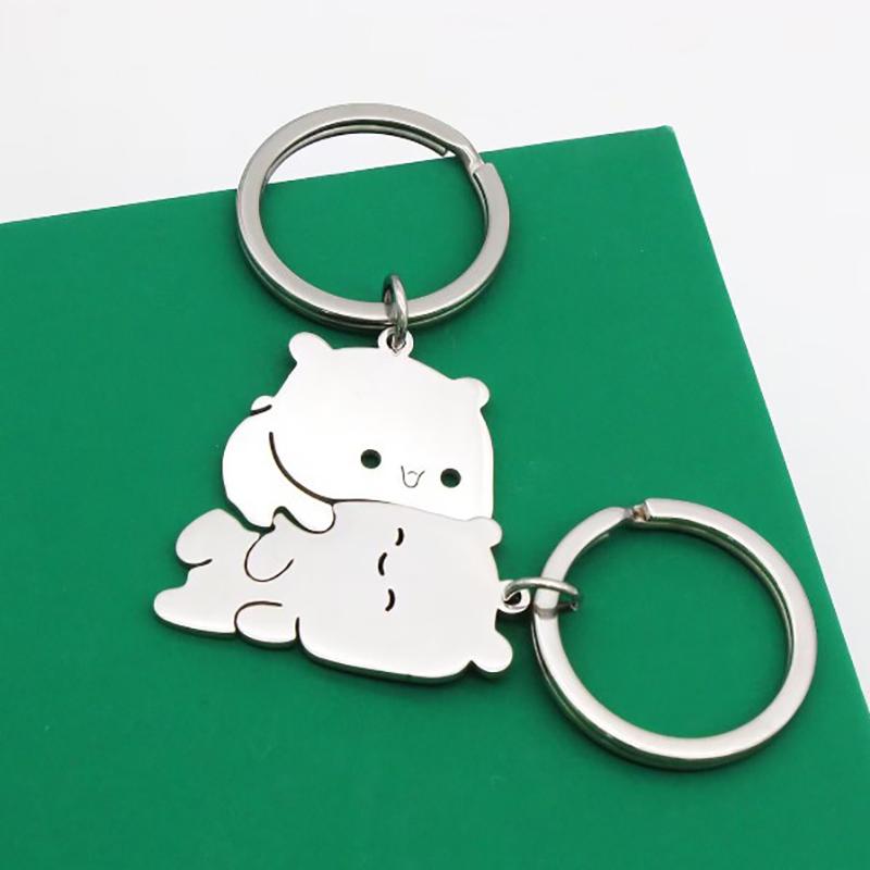 Ett par tecknad katt nyckelring enkel katt nyckelring fest nyckelring kattälskare smycken gåva