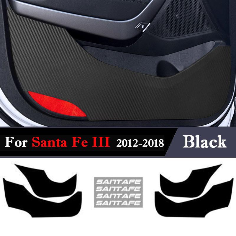 

Car Inner Door Anti Kick Film Protective Anti-Scratch Cover For Hyundai Santa Fe III 2012 - 2017 2018 Auto Accessories Protector чёрный