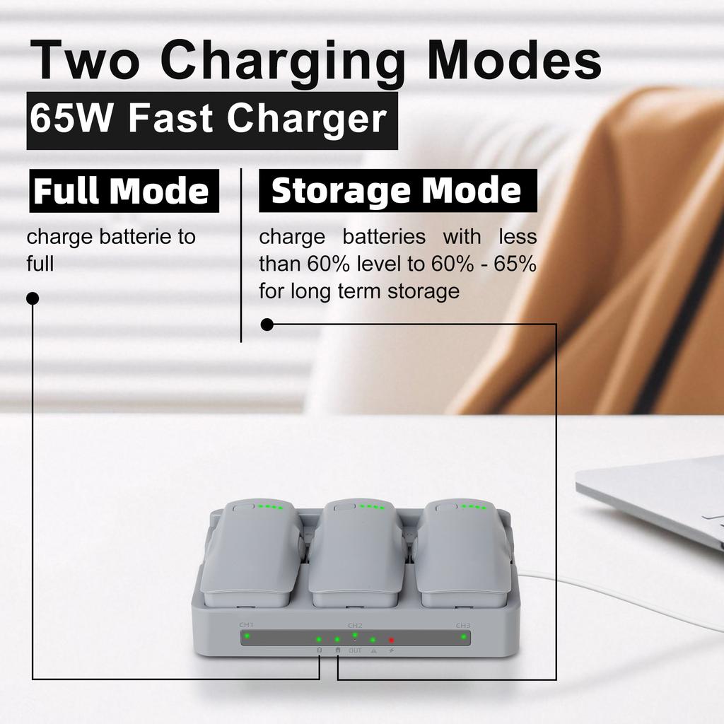 Charge Hub 3 Batteries for DJI neo 2 Charging Intelligent Matching Power Bank 65W Fast Charger Accessories