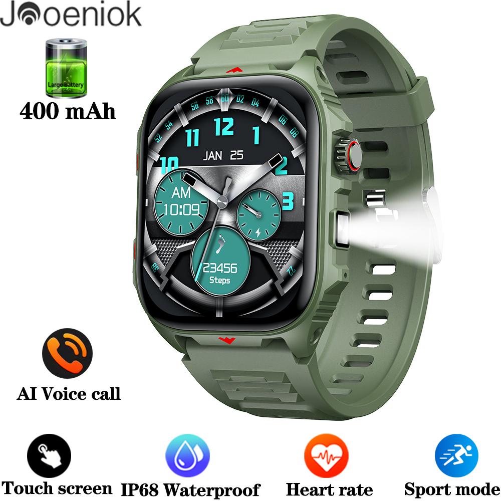 

Military Outdoor Smart Watch Men 400mAh Flashlight Sports Bracelet Bluetooth Call IP68 Waterproof Fitness Smartwatch