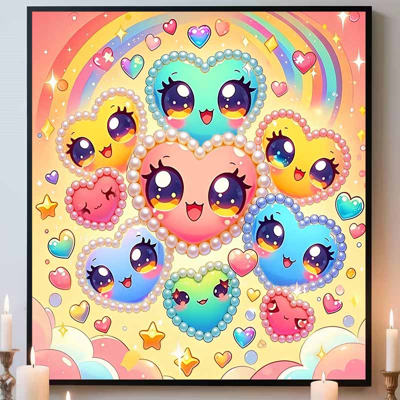 Kit Pittura Diamante 5D Fai da Te Cuore d'Amore Carino con Perle e Gemme per Adulti/Principianti Idea Regalo Decorazione Casa 11,81x11,81 pollici