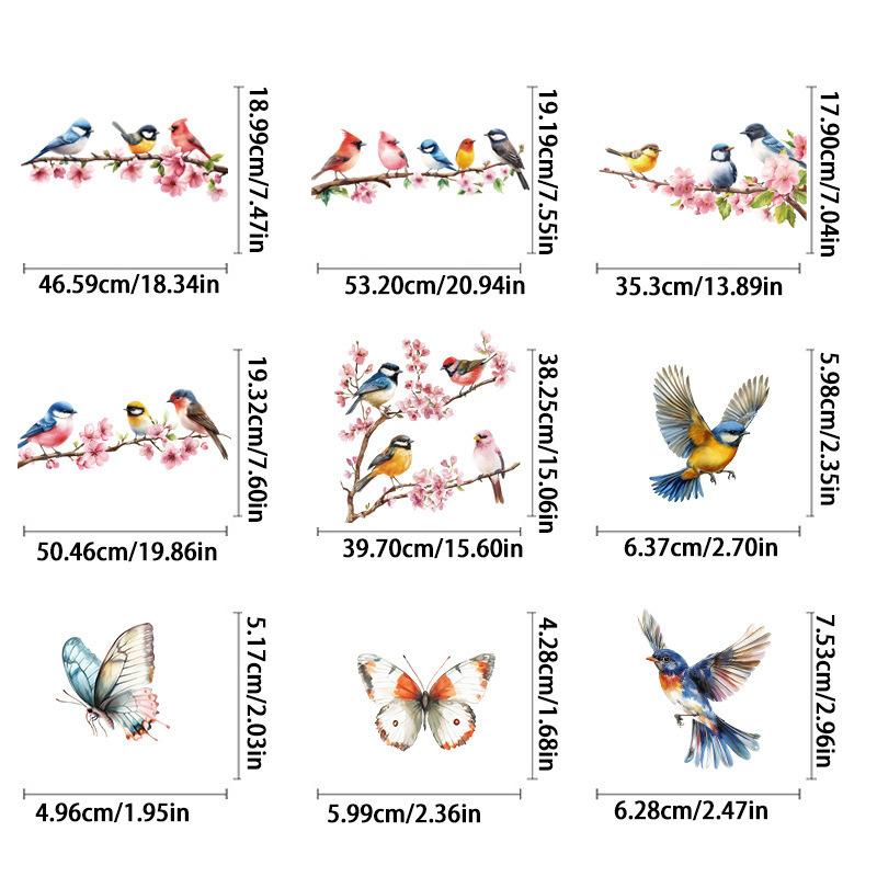 Frühlingsfensteraufkleber PVC statischer Aufkleber Kirschblüte Vogel Design für Wohnzimmer Fensterdekoration Glasaufkleber