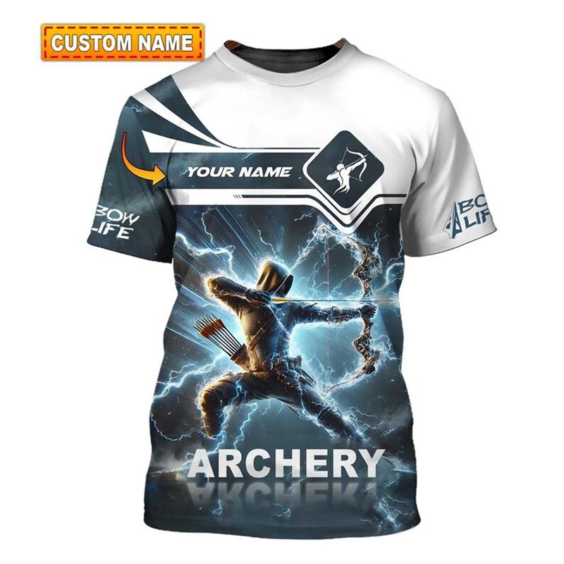 

Fashion Personality Archery T-shirt Unisex Customizable Name Short Sleeve T Shirt Archery Custom Name DIY Sport Short Sleeve Top 6XL