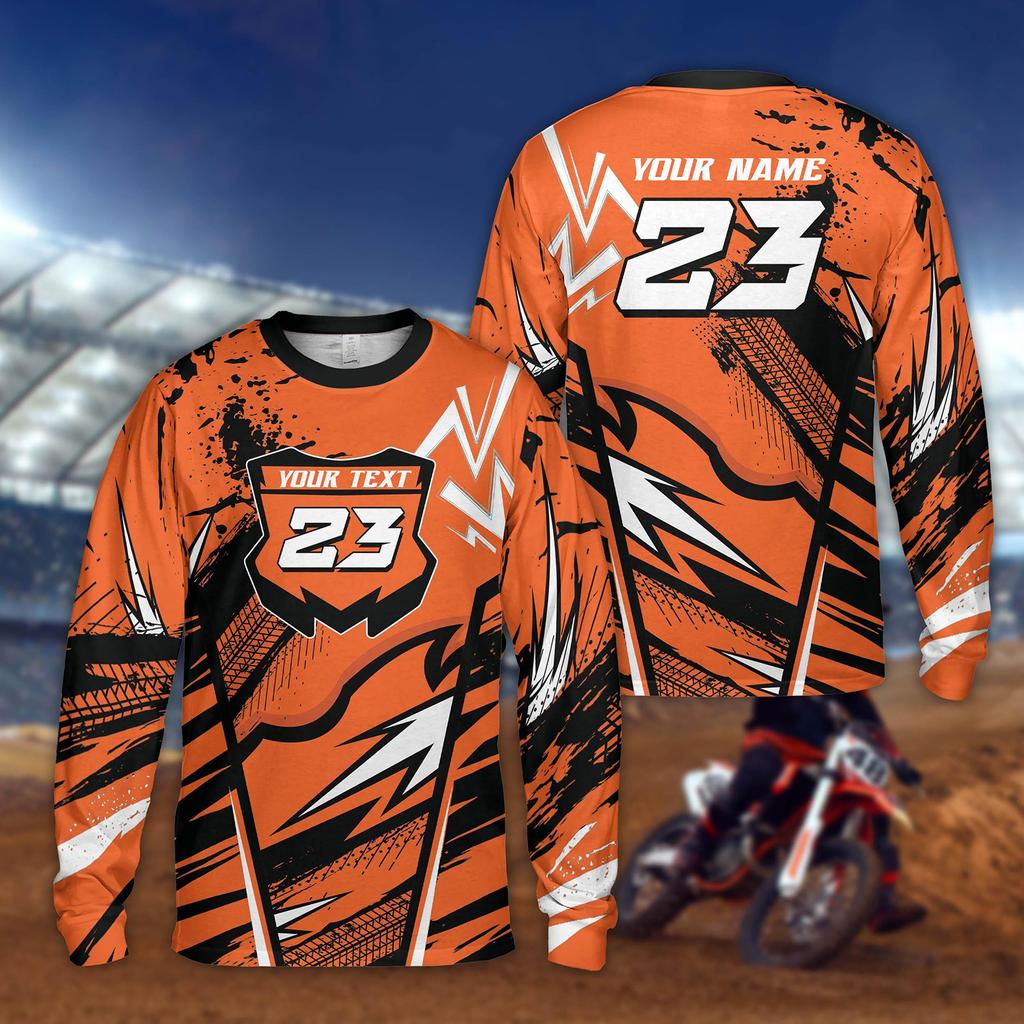 Customizable Off Road Motorcycle Long Sleeve Shirt Personalized Rider Name Number Motocross 3D Jersey Dirt Bike Racing Team Apparel