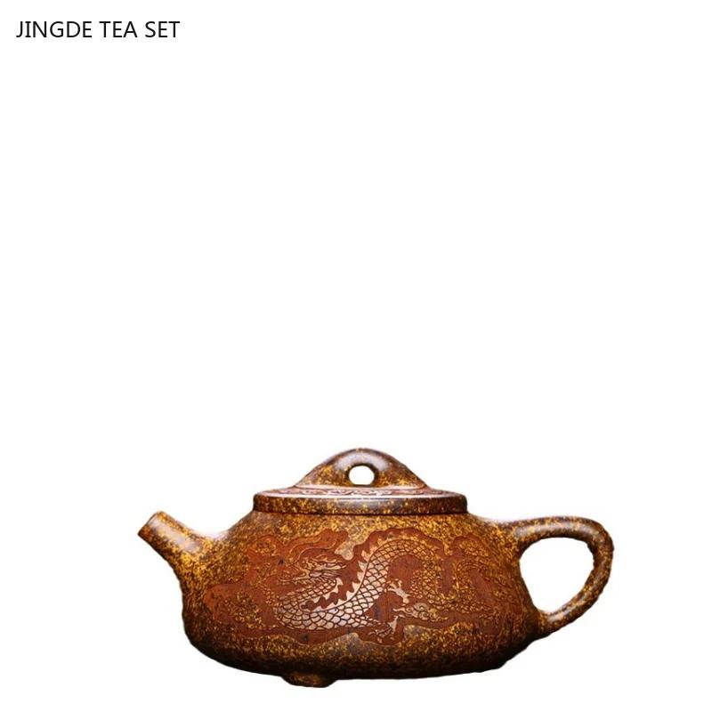 1 st 360 ml Yixing lila lera stenhäll tekanna rå malm högtemperatur sektionslera vedeldad tekanna Kung Fu teset