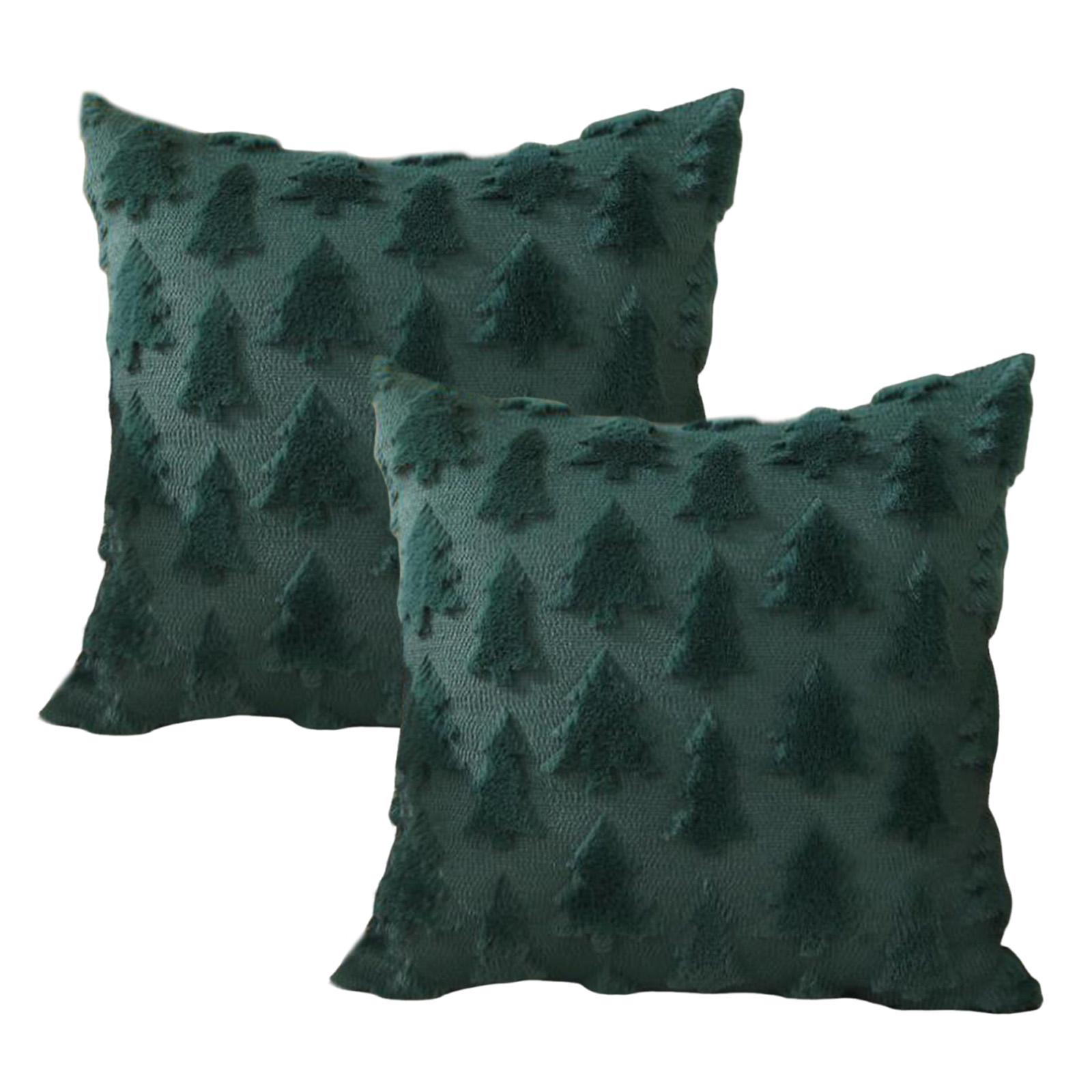 

2PCS Christmas Tree Pillow Covers Soft 18 X 18 Inch Throw Pillow Covers Square Cushion Cases for Winter Home Decor 2PCS Pillow Covers