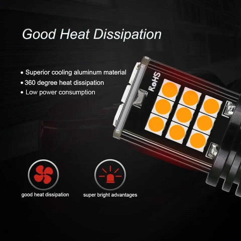 2pcs T20 7443 Led Brake Light Reverse Light Bulb Fit for Universal Car 7440 W21W W21/5W Amber Red Light 12V