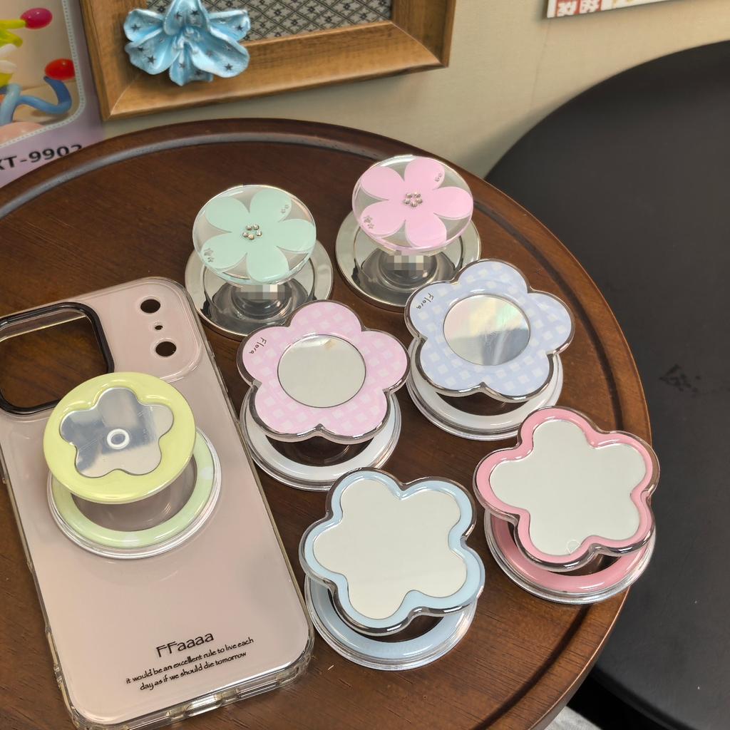 Flower Shaped Mirror For MagSafe Magnetic Phone Holder For iPhone 16 15 14 13 Samsung Korean Cute Stand Support