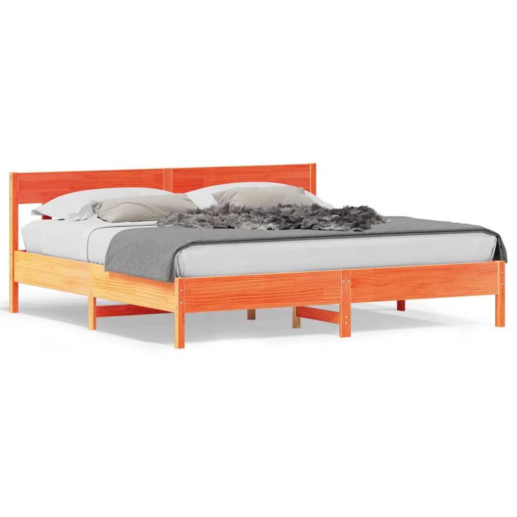 Solid Wood Bed Without Mattress Wax Brown 180x200 Cm Pine Wood