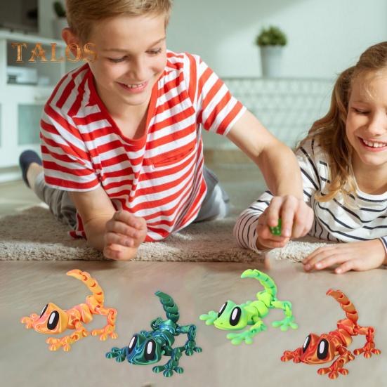 3D Printed Gecko Toy Magnetic Articulated House Lizard Figurine Animal Fidget Toy for Refrigerator Magnet Computer Monitor Decor