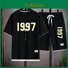 Set Casual 1997 Summer Mens Tshirt And Shorts Fashion Two Piece Sets Streetwear Sports Suit Harajuku Tracksuit