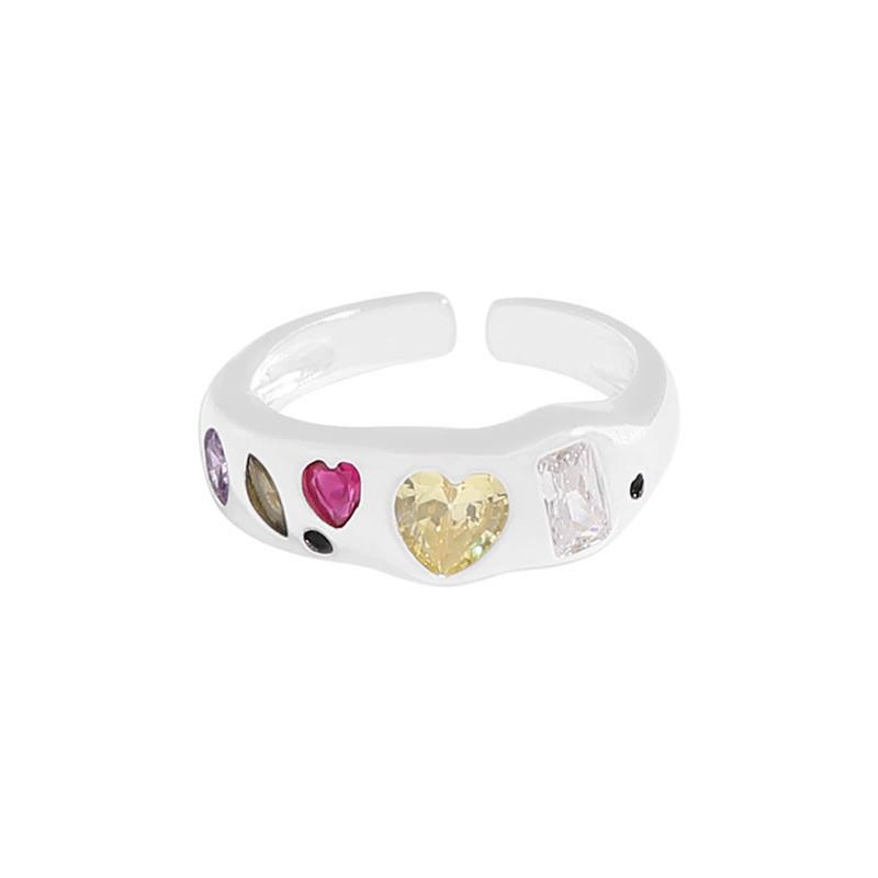 Adjustable Colorful Open Ring Women Vintage Zirconia Stones Finger Rings Gift