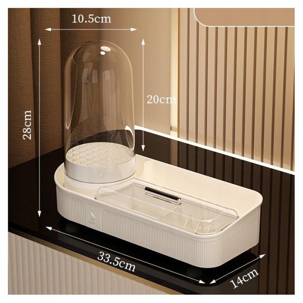 Ecarla Organizer Na Pędzle I Kosmetyki Obrotowy 33,5X28X14Cm Kremowy Cb69