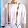 Clip on Suspenders+Striped Necktie+Bow Tie for Teen Girl Uniform Masquerades Tie