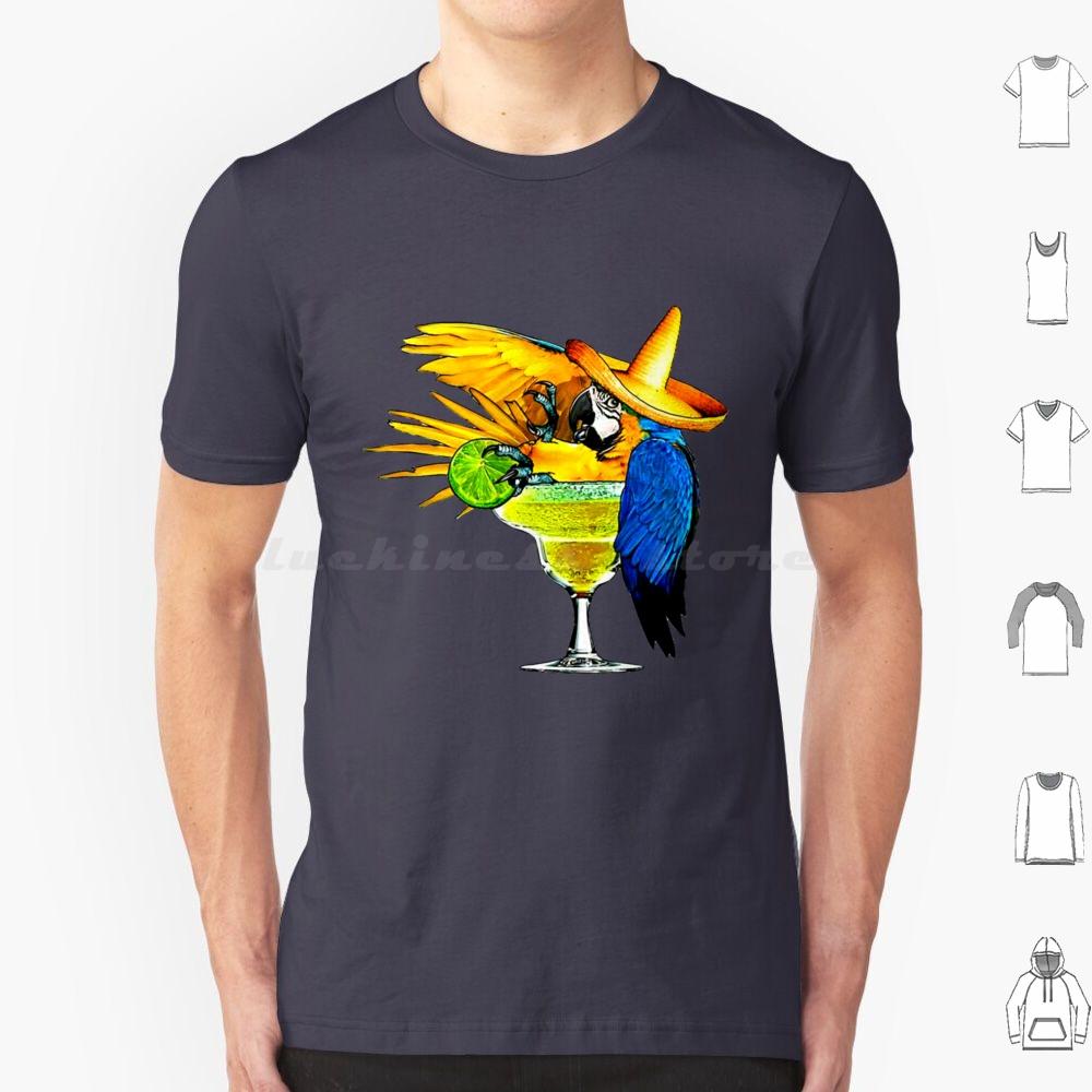 Parrot Drinking Tequila T Shirt Big Size 100 Cotton Jimmy Buffett Beach Parrothead Margaritaville Buffett Parrot Surfing