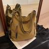 Double zipper shoulder bag New canvas Large capacity simple casual oblique span bag Multifunctional commuter backpack