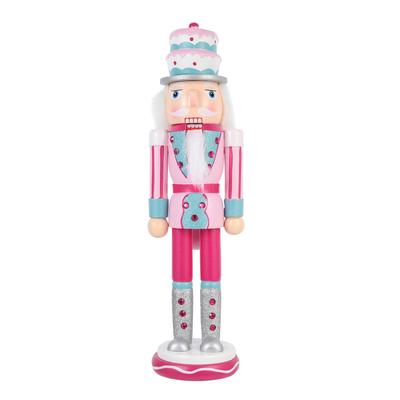 Nutcracker Soldier Christmas Desktop Nutcrackers Figures Pink Candy Toy Decorations Xmas Wood Craft Girl Child Wreath