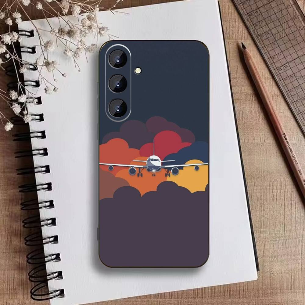 Airplane Route Travel Matte Hard  Phone Case For Samsung Galaxy A73,A21s,A22,A31,A52,A53,A71,A41Soft Black Shell