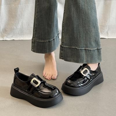 Mocassins à plateforme en cuir pour femmes 2025 printemps et été nouvelles chaussures simples JK style britannique muffin Mary Jane petites chaussures en cuir pour femmes