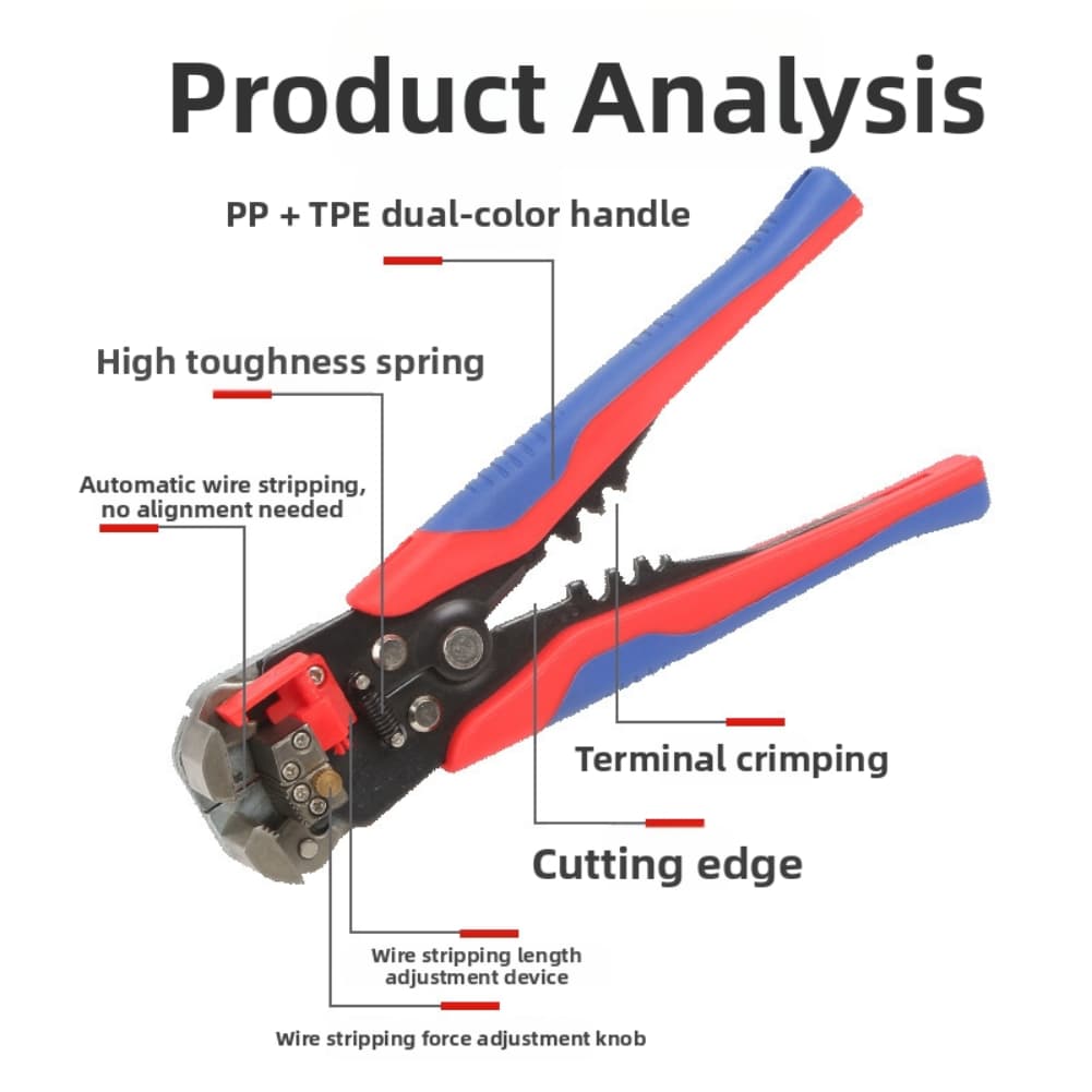 Automatic Crimping Pliers Wire Stripper Electrophoretic Black Painted Finish Automatic Adjustable Stripping Track