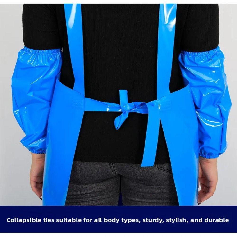 New Waterproof Kitchen Apron Oil-proof Acid and Alkali Resistant Protective Clothing with Sleeve TPU Halter Apron