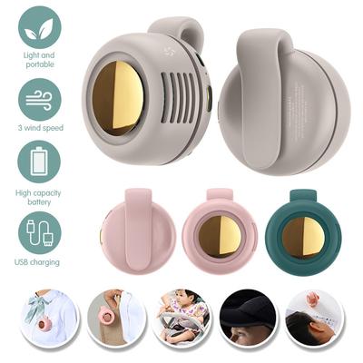USB Portable Snap On Fan with Clip On Collar, Waist Hanging, Small Fan, Silent, High Wind Power, Outdoor Portable Mini Fan