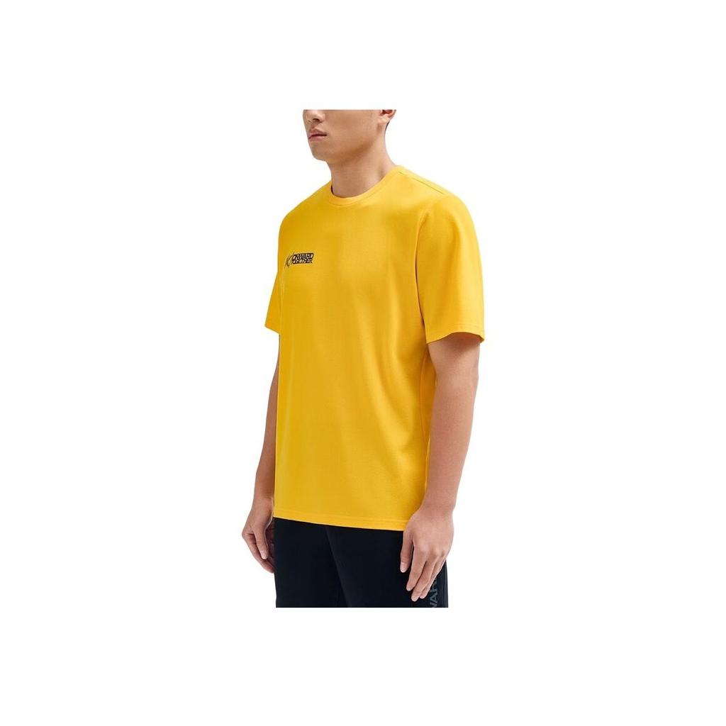 Anta Basketball Series Letter Print Sports Knit Short Sleeve T-Shirt Men Tops Bright-Yellow 152331114-5