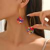 Vintage Acrylic Flower Pendant Earrings for Women Personality Rainbow Candy Colored Floral Drop Earrings Christmas Jewelry Gifts