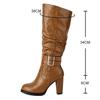 Fashion 2025 Women Boots Autumn and Winter New High Heels Knight Boots Fashion Retro Belt Buckle Knee High Boots Female Plus Size 43