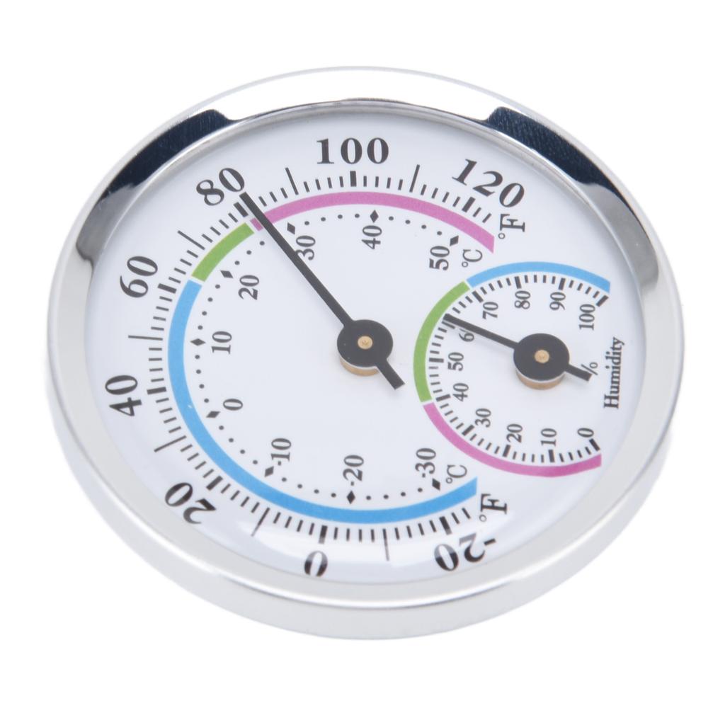 Mini Indoor Thermometer Hygrometer 2 In 1 Compact Structure Clear Scale Silver Humidity Monitor Gauge for Greenhouses