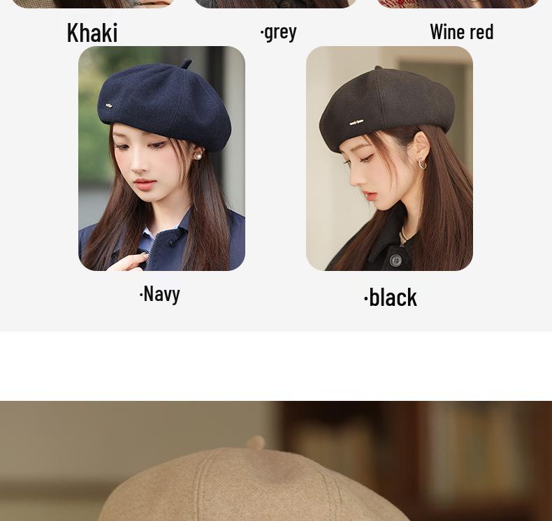 Damen Koreanische Mode Street Baskenmütze - Herbst/Winter Warme Schiebermütze für einen schlankeren Look