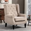 Wingback Accent Chair, Retro Upholstered Button Tufted Occasional Chair for Living Room and Bedroom, Beige