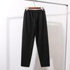Women's Plus Size Black Slimming Elastic Waist Casual Pants with Autumn Pockets