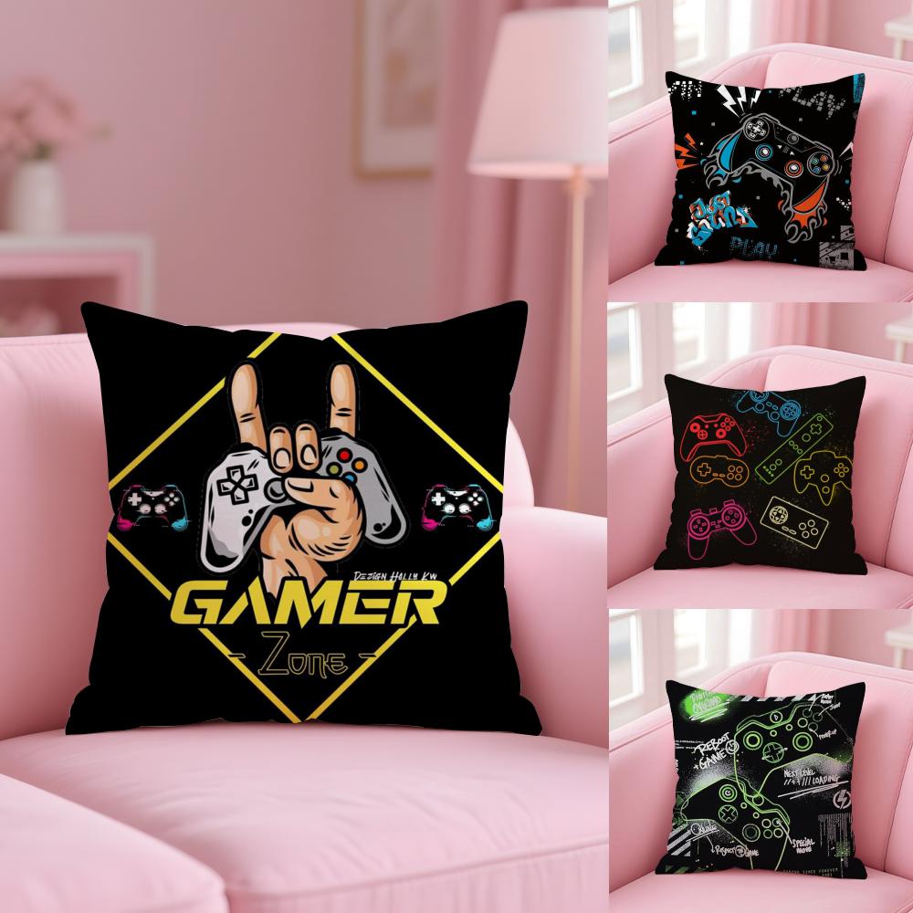 Colorful Graffiti Game Gamepad Cushion Cover Soft Short Plush Double-Sided Printing Home Decor Machine Washable Pillow Case Gift