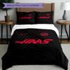 3pcs Duvet Cover Set (1*Duvet Cover + 2*Pillowcase, Without Core), Haas F1 Racing Team Print Bedding Set, Bedroom Decor, All‑Season, Gift