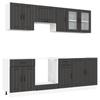 8 Piece Kitchen Cabinet Set Kalmar Black Wood Based Panel