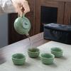 Ru Kiln Ge Kung Fu Tea Set Cloth Bag Portable One Pot Four Cups Ceramic Travel Tea Set Gift