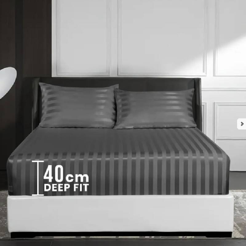 Minimalist Fitted Bed Sheet With Silk Satin Texture For Home Bedroom Decor