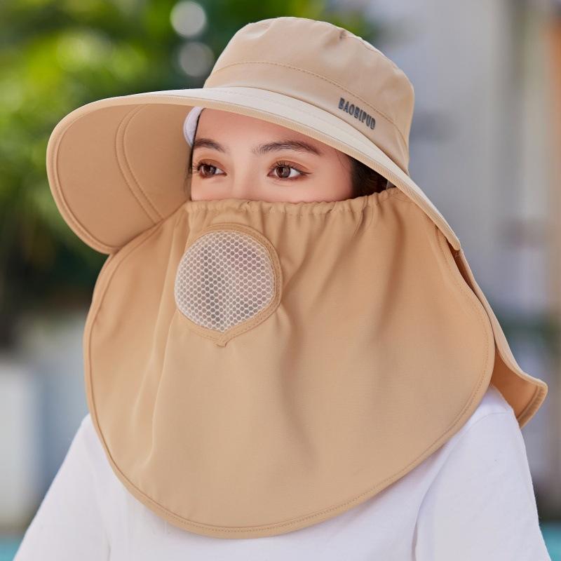Pălărie de soare pentru femei, protecție UV, față completă, acoperire, exterior, rezistent la vânt, gât, cules de ceai, pălărie de umbrire, șal, protecție solară, pălărie
