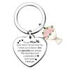 Stainless Steel Keychain Mothers Day Gift Grateful Birthday Gift Heart Love Flower Pendant Stainless Steel Keychain for Backpack Bag Pendant
